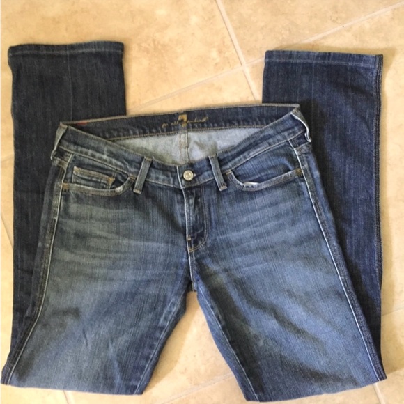 7 For All Mankind Embellished Straight Leg Denim Jeans Sz 24 - Picture 5 of 6